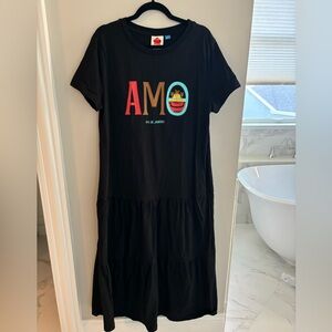 Farm Rio Anthropologie Tiered Tshirt Midi Dress sz Medium